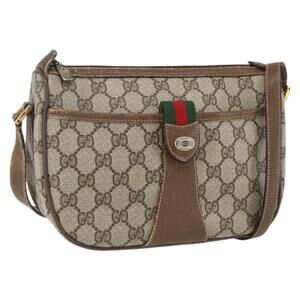 GUCCI GG Supreme Web Sherry Line Bag PVC Beige Gold 89 02 032 Auth 160877